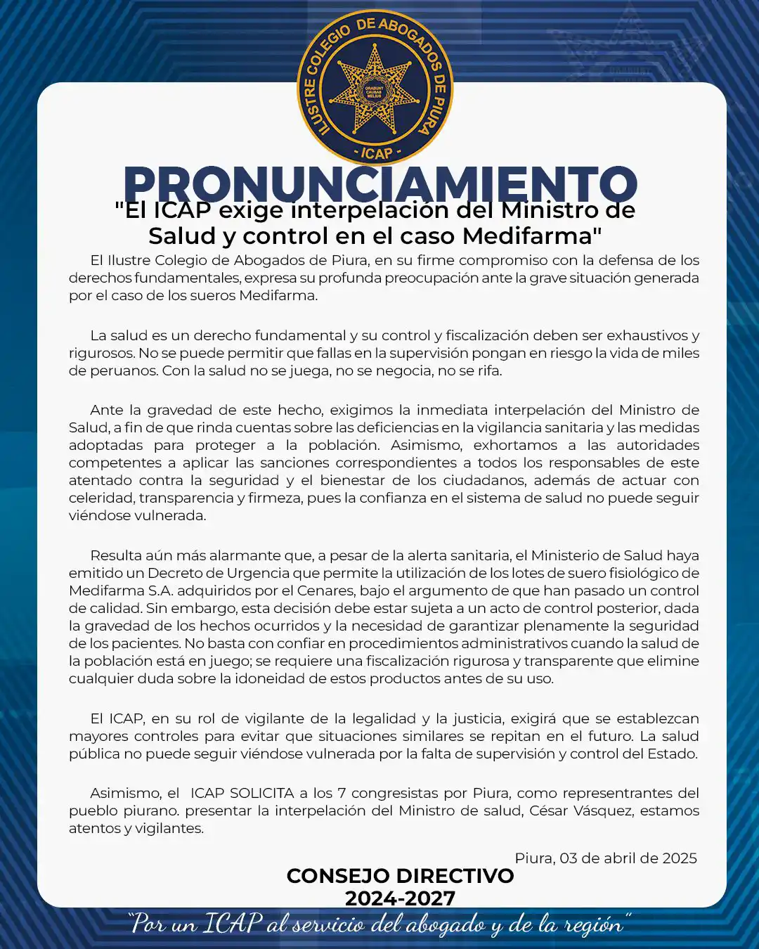 pronunciamientoicap unp