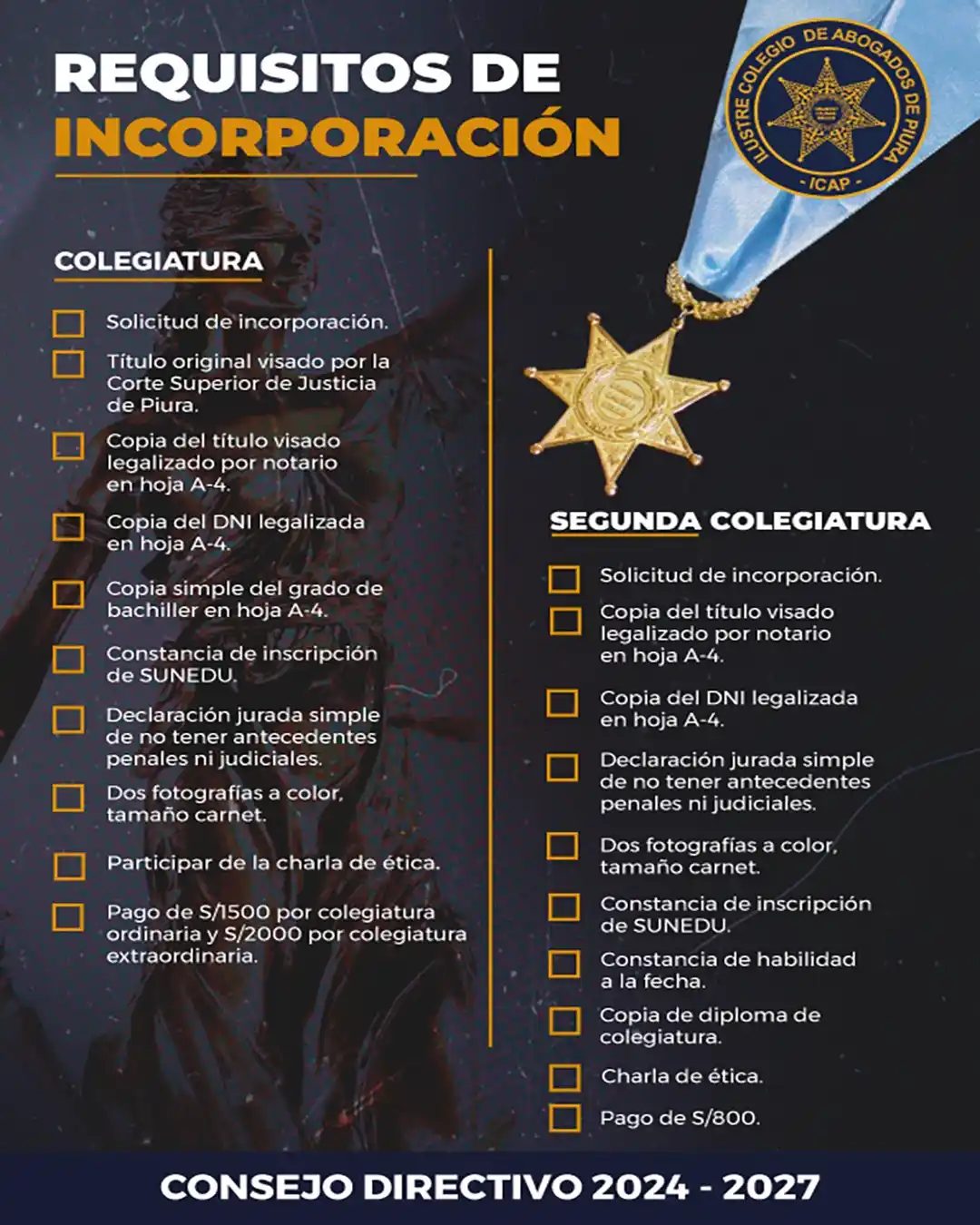 REQUISITOS COLEGIATURA